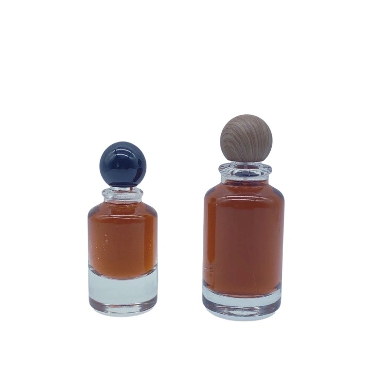 Hot Sell 50ml 100ml Cylinder Glass Perfume Bottle with Round Wooden Cap