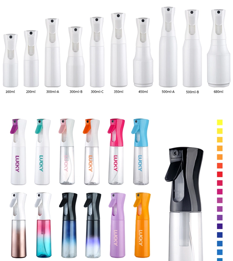 Cosmetic Fine Mist Sprayer Bottle 200ml 300ml Hair Alchohol Plastic Continuous Spray Bottle