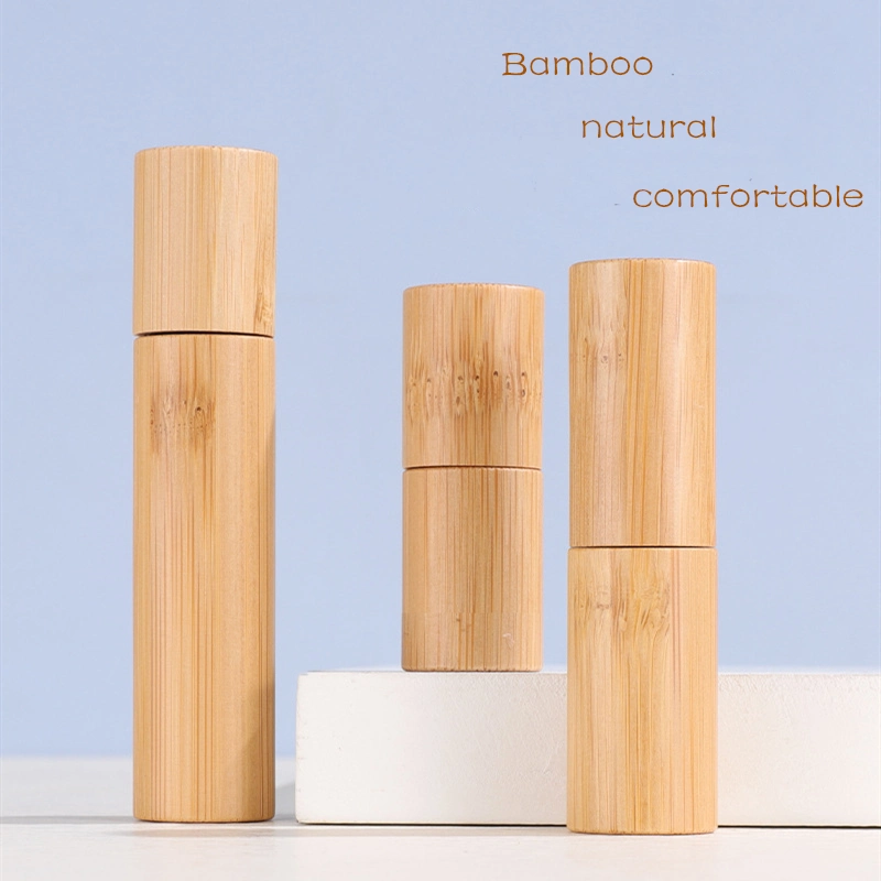 10ml 15ml Refillable Glass Essential Oil Roll on Bottle with Steel Roller Ball and Bamboo Lid