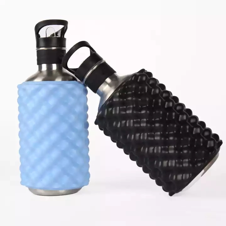 Hot High Quality Bicycle Water Bottle Foam Roller Candy Colors Mulitifunction Stainless Steel Sport Drink Bottle Exercise Roller