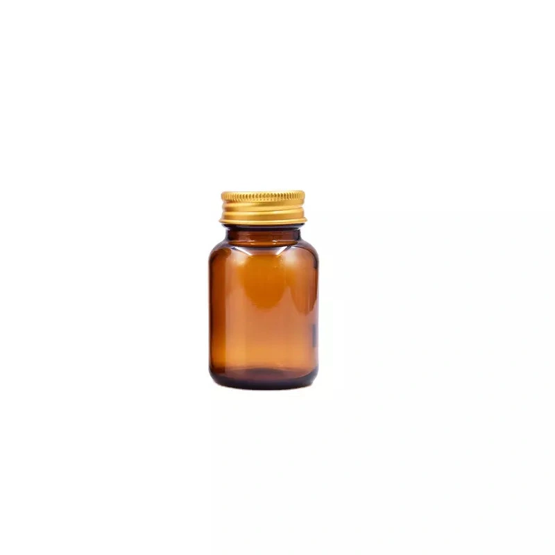 Wholesale 2oz 60ml Factory Outlet Wide Mouth High Quality Amber Color Round Shape Glass Bottle for Potion Medicine Pill Bottle