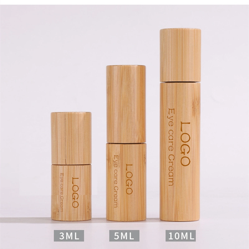 10ml 15ml Refillable Glass Essential Oil Roll on Bottle with Steel Roller Ball and Bamboo Lid