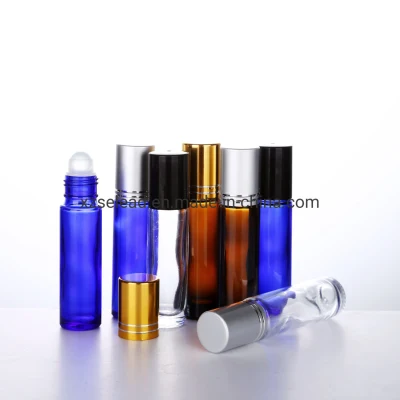 Leak Proof 10ml Clear Amber Blue Glass Essential Oil Roll on Bottle with Roller Ball