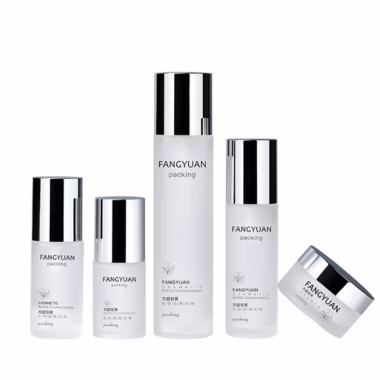 Wholesale Full Set Frosted Cosmetic Packaging Glass Spray Bottle Lotion Pump Bottle Face Cream