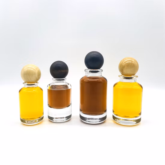 Hot Sell 50ml 100ml Cylinder Glass Perfume Bottle with Round Wooden Cap