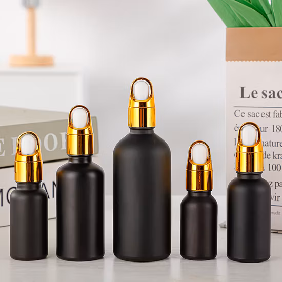 Professional 5ml-120ml Essential Oil Glass Bottle with Screw Ring Flat Cap and Rubber and Glass Dropper/Pipet in Cosmetic or Medical Packaging