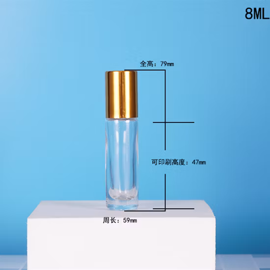 Free Sample Empty Round Octagonal Clear Perfume Glass Roller Bottle 3ml 6ml 10ml Roll on Bottle with Aluminum Cover