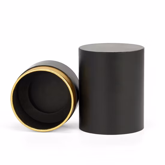 Firstsail Custom Round Candle Box Packaging Reed Diffuser Stick Jar Bottle Cosmetic Perfume Glass Black Paper Tube