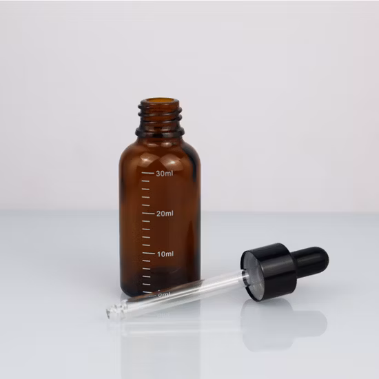 Amber Essential Oil Perfume Glass Dropper Bottle with Child-Proof Cap for Cosmetic Essential Oil and Skin Cream